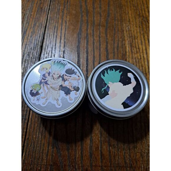Lot 2 New Anime Hand Poured Sox Wax Candles in Tins Strawberry Mandarin Citrus - Picture 2 of 7